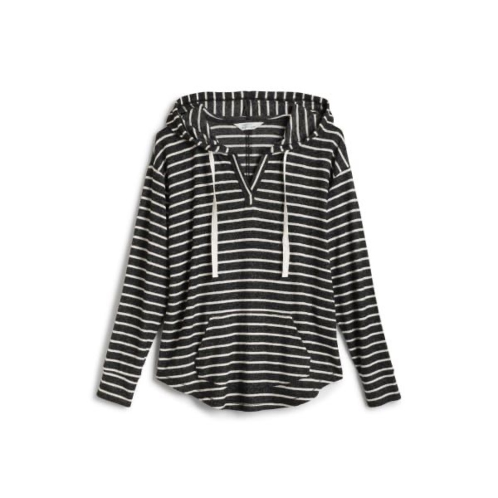 Dark gray & white striped hoodie